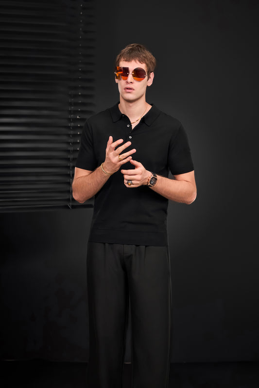 Conjunto de polo Everyday Luxe + pantalón con trabillas laterales Kingsley - NEGRO