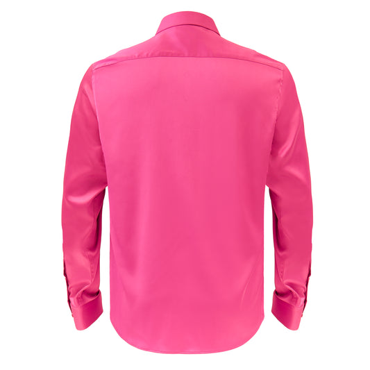 Barocco Luxe Satin Stretch Shirt-FUCHSIA