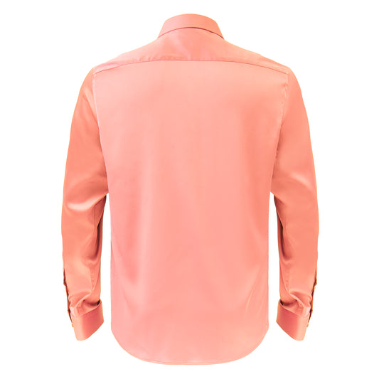 Barocco Luxe Satin Stretch Shirt-PEACH