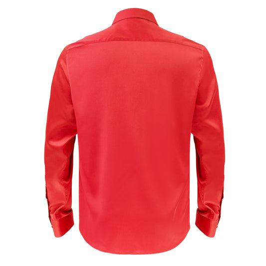 Barocco Luxe Satin Stretch Shirt-RED