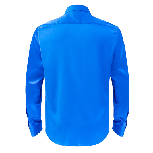 Barocco Luxe Satin Stretch Shirt-ROYAL