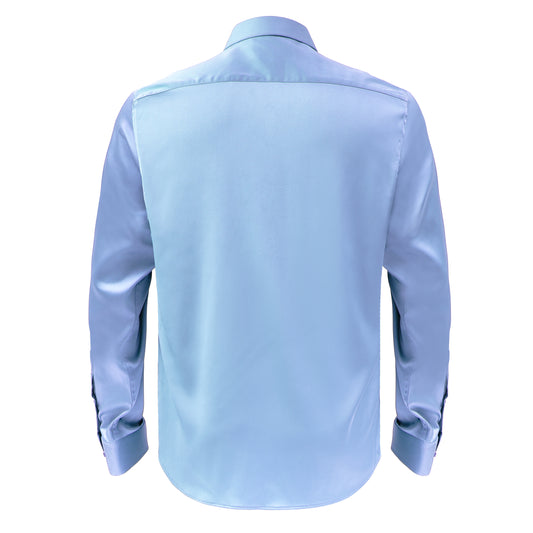 Barocco Luxe Satin Stretch Shirt-SKY BLUE