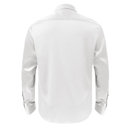 Barocco Luxe Satin Stretch Shirt-WHITE