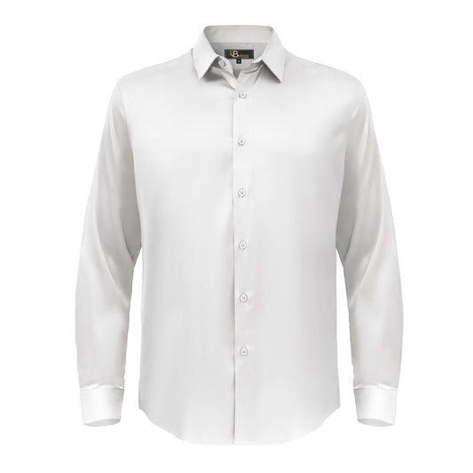 Barocco Luxe Satin Stretch Shirt-WHITE