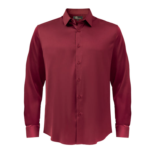 Barocco Luxe Satin Stretch Shirt-WINE