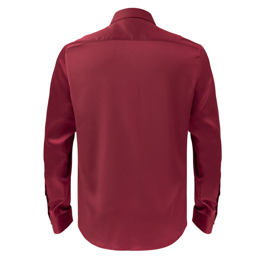 Barocco Luxe Satin Stretch Shirt-WINE