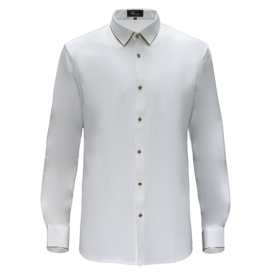Imperial Essence Button-Up Shirt-WHITE/GOLD