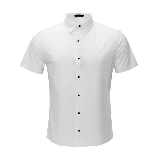 Soft Whispers Short Sleeve Button-Up Shirt-WHITE