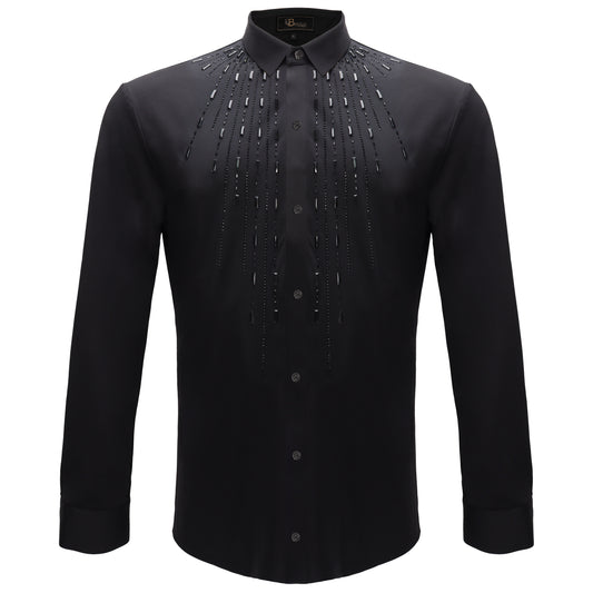 Crystal Flex Button-Up Shirt-BLACK/BLACK