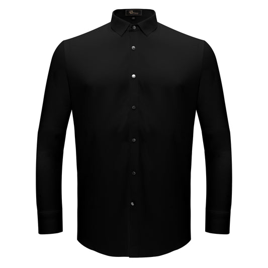 Silver Sophistication Button-Up Shirt-BLACK