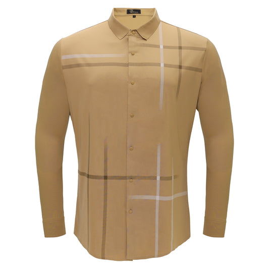 Checkmate Plaid Button-Up Shirt-KHAKI