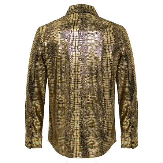 Bright Affluence Button-Up Shirt-GOLD