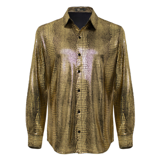 Bright Affluence Button-Up Shirt-GOLD