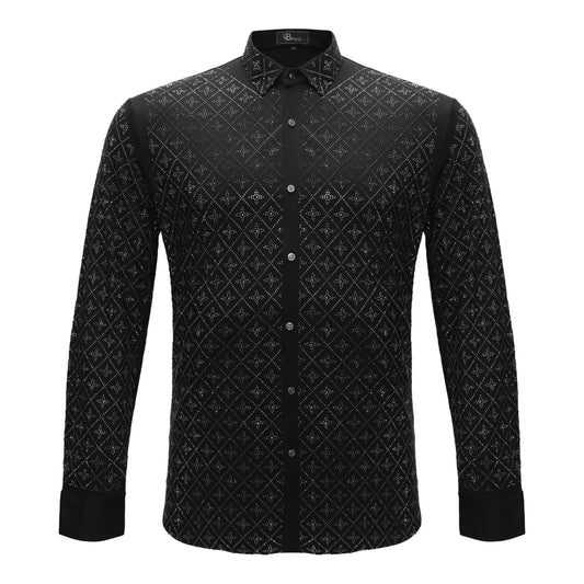 Sharp Armor Button-Up Shirt-BLACK/SILVER