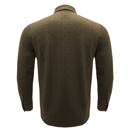 Power Flex Button-Up Shirt-BROWN