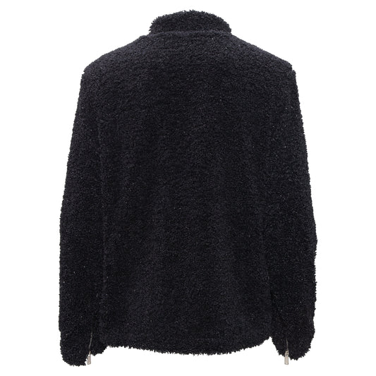 Teddy Luxe Fleece Zip-Up Jacket-BLACK