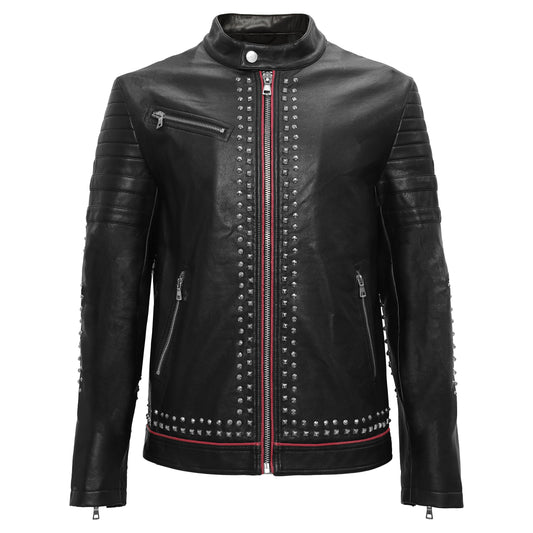 Urban Glimmer PU Leather Moto Jacket-BLACK