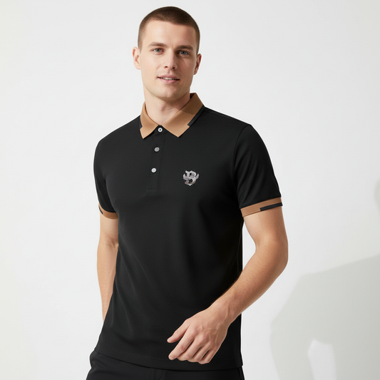 Contrast Trim Performance Polo - El Baron-BLACK