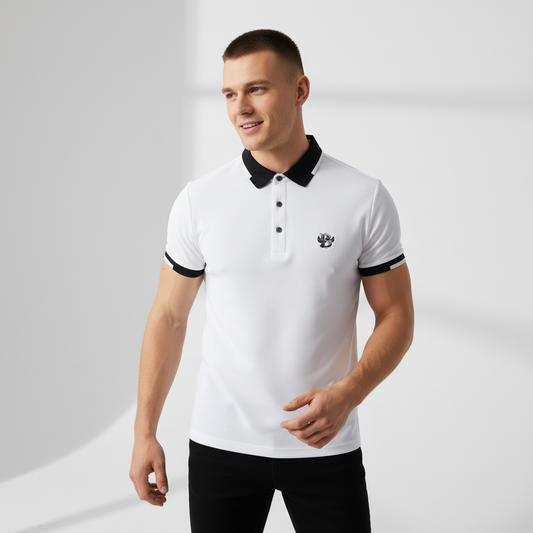 Contrast Trim Performance Polo - El Baron-WHITE