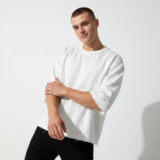 Stellar Scatter Sweatshirt – Century Penthouse-WHITE/SILVER