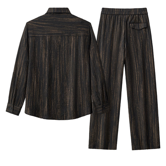 Canyon Set – Printed LS Shirt & Pleated pant-BLACK