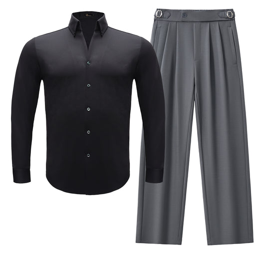 Conjunto Noir Essence + Pantalón Wellington con trabillas laterales - NEGRO/GRIS