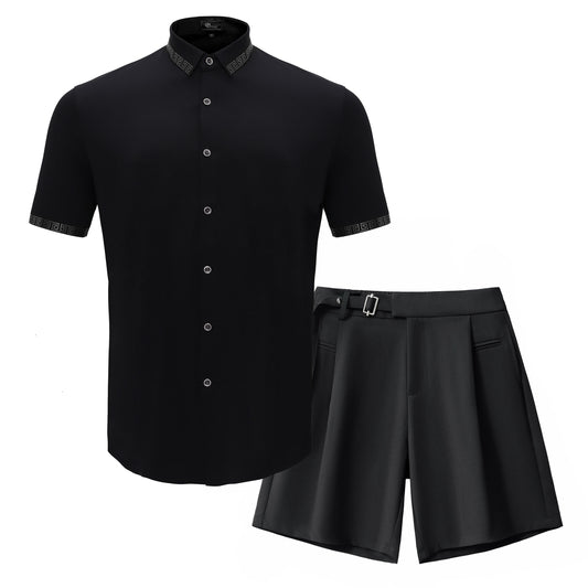 Conjunto Risky Business + Short con cinturón Contour - NEGRO/PLATA