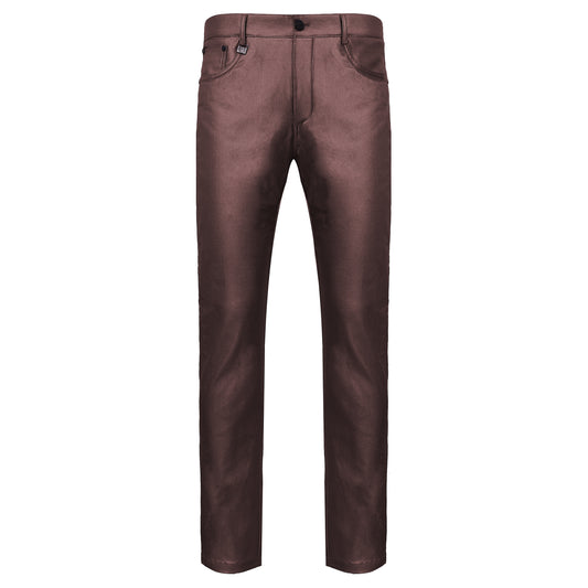 Versatile Vogue Metallic Jeans-WINE