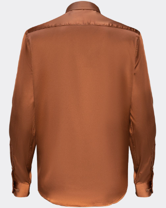Barocco Luxe Satin Stretch Shirt-MOCHA