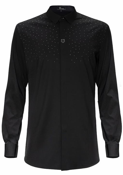 Thrill Seeker LS BUTTON DOWN DRESS SHIRT-BLACK/SILVER