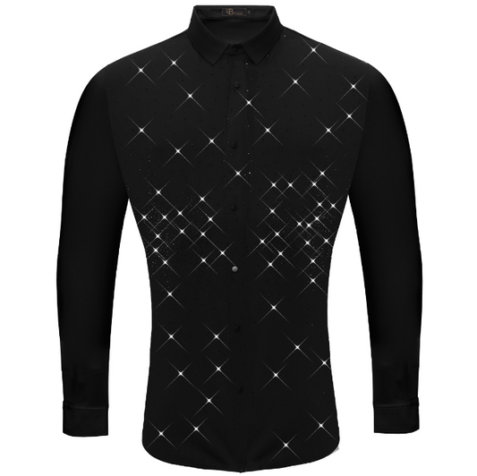 Dazzling Dapper Button-Up Shirt-BLACK/BLACK