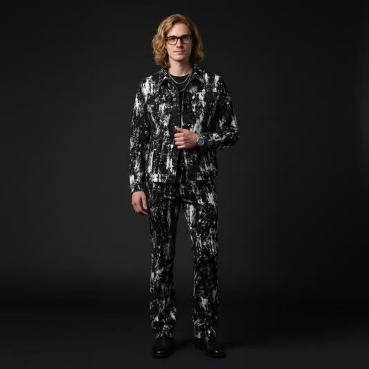 Flocked Eclipse Denim Pant – Century Penthouse-BLACK