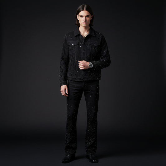 Celestial Stud Denim Pant – Century Penthouse-BLACK