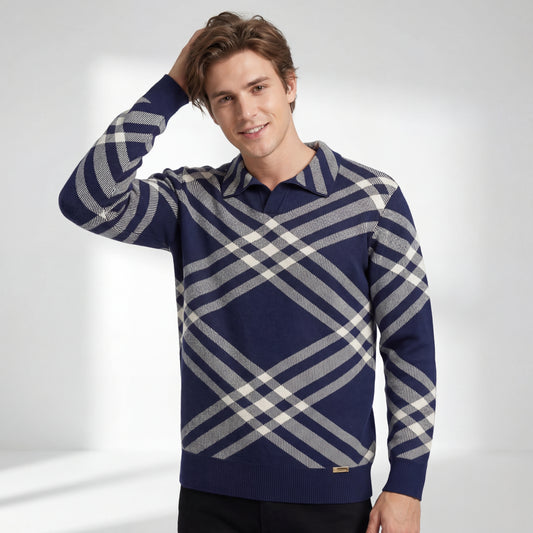 Polo de punto enrejado Paramount LS-NAVY