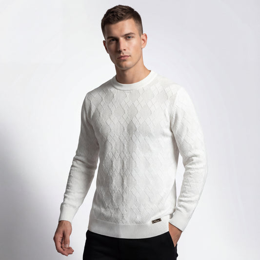 Textura Diamond Knit LS-BLANCO