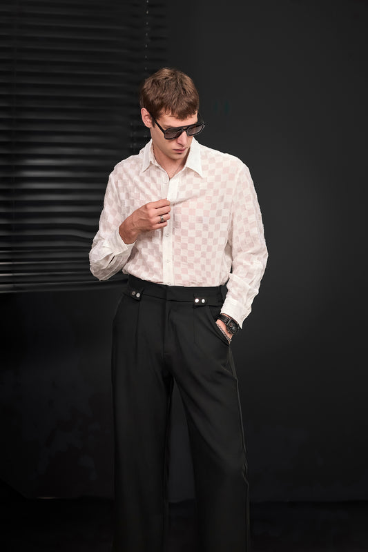 Haven Textured Long Sleeve Shirt-WHITE