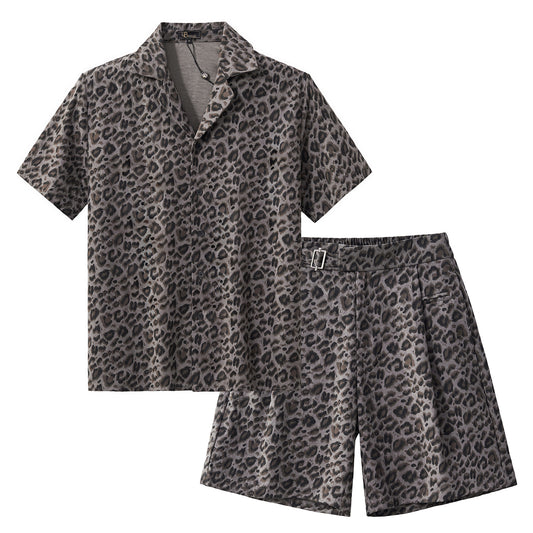 Arden SET - Camp Collar Shirt & Side-Tab Shorts GREY