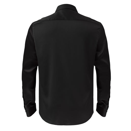 Barocco Luxe Satin Stretch Shirt-BLACK