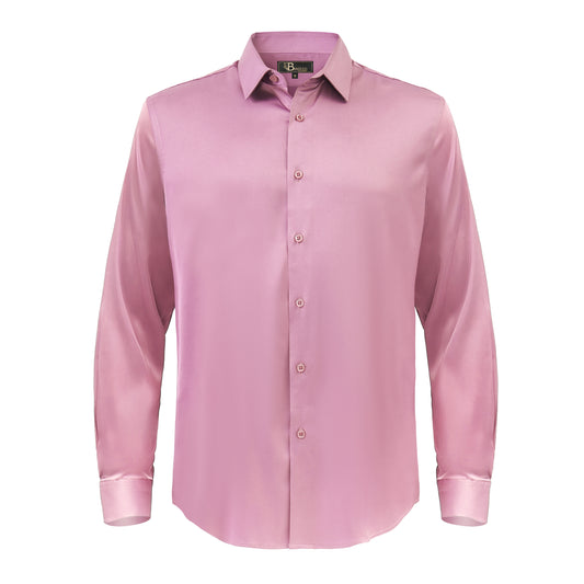 Barocco Luxe Satin Stretch Shirt-DUSTY PINK