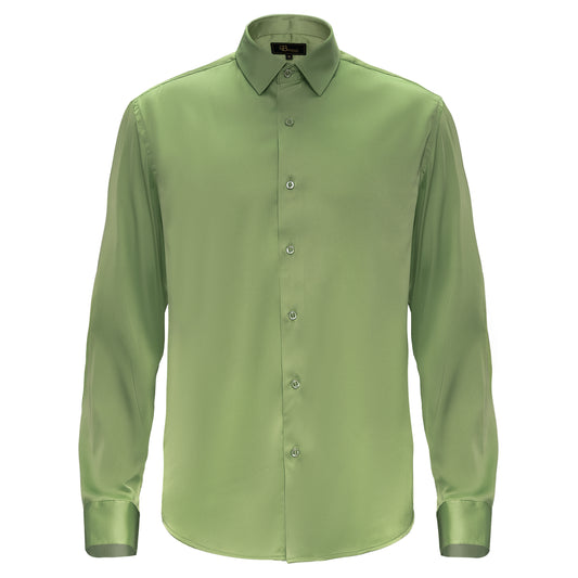 Barocco Luxe Satin Stretch Shirt-FERN