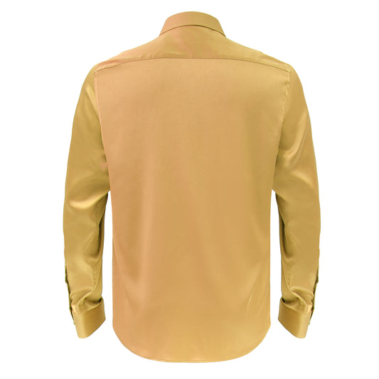 Barocco Luxe Satin Stretch Shirt-GOLD