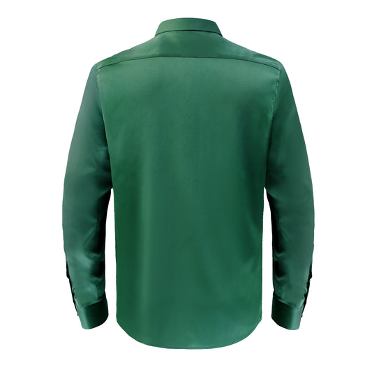 Barocco Luxe Satin Stretch Shirt-GREEN