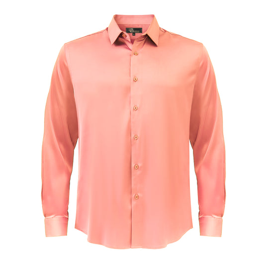 Barocco Luxe Satin Stretch Shirt-PEACH