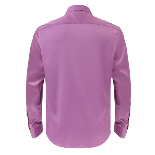 Barocco Luxe Satin Stretch Shirt-PURPLE