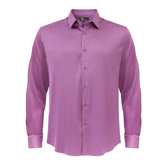 Barocco Luxe Satin Stretch Shirt-PURPLE