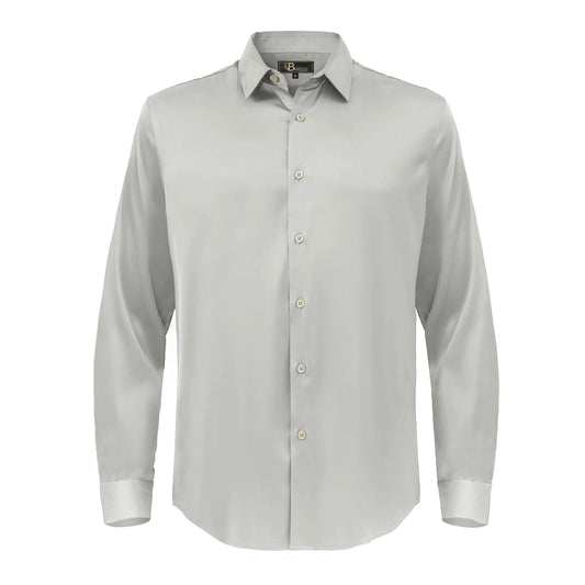 Barocco Luxe Satin Stretch Shirt-SILVER