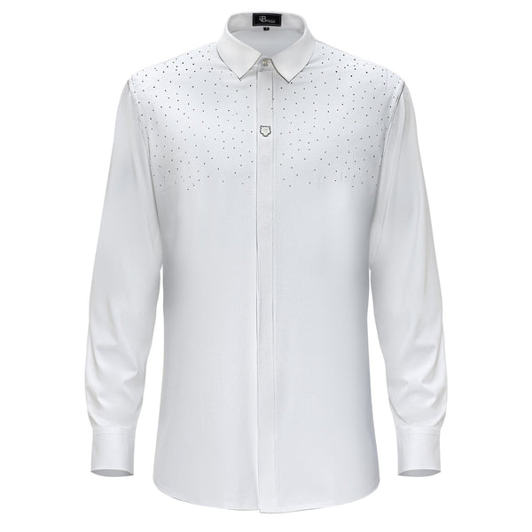 Camisa de vestir Thrill Seeker de manga larga con botones - Blanca/Plateada