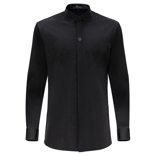 Thrill Seeker LS BUTTON DOWN DRESS SHIRT-BLACK/BLACK