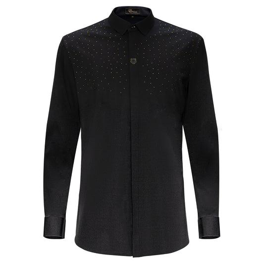 Thrill Seeker LS BUTTON DOWN DRESS SHIRT-BLACK/GOLD