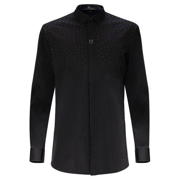 Camisa de vestir con botones Thrill Seeker de manga larga - Negra/Dorada